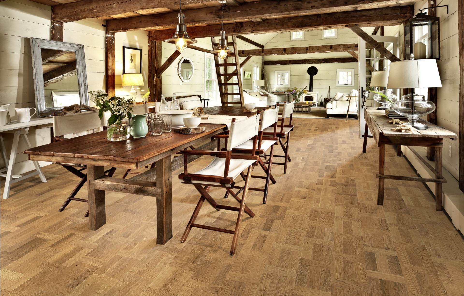 Паркетная доска Kahrs Европейский Ренессанс Дуб Палаццо Ровере Palazzo Rovere 153138EK50KW240 Variation 2426×198,5×15 фото в интерьере